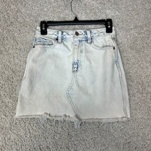 Abercrombie and Fitch Mini Skirt Womens 0 Raw Hem Cutoff Denim Natural Rise
